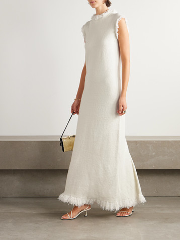 Proenza Schouler Toni cut-out fringed bouclé maxi dress