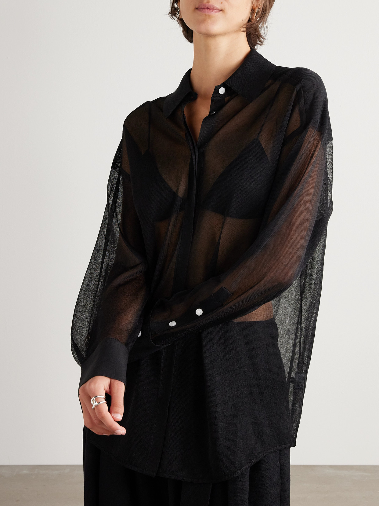 Proenza Schouler Smithson Silk-organza Blouse In Black