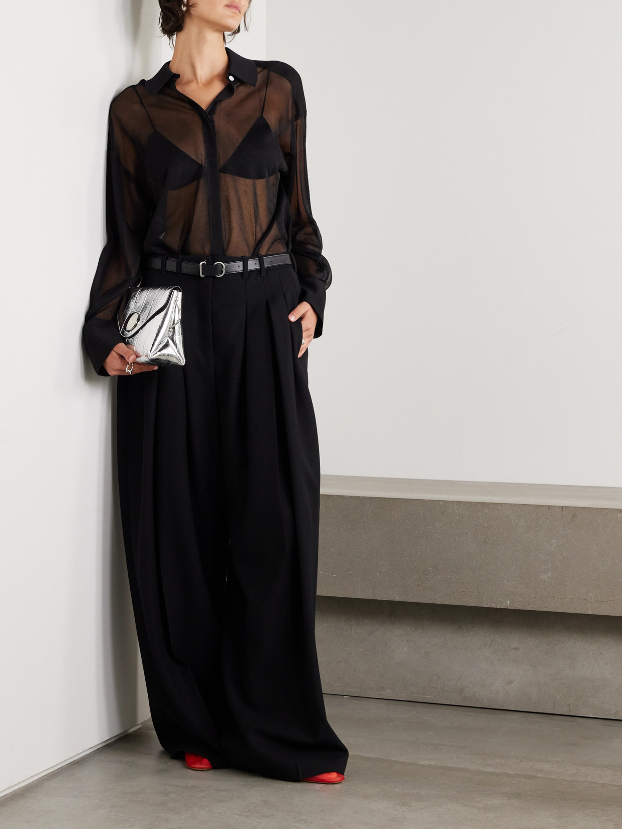 Proenza Schouler Smithson Silk-organza Blouse In Black