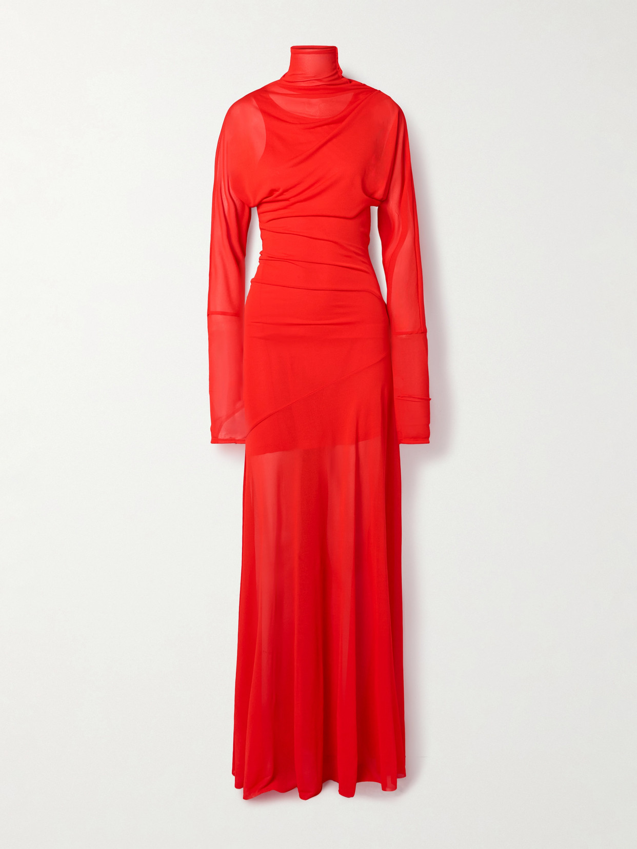 Proenza Schouler - Paula Draped Jersey Turtleneck Maxi Dress - Red
