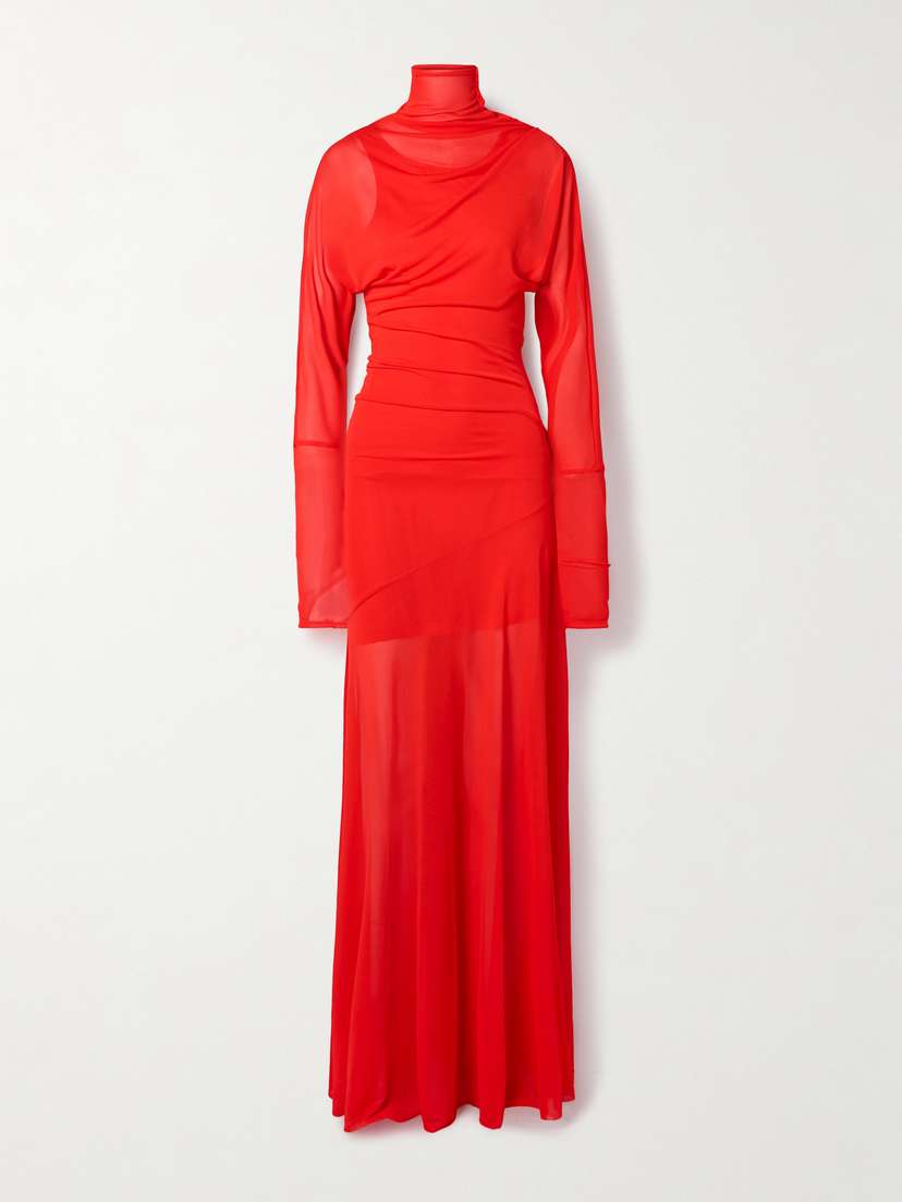 Proenza Schouler Paula Draped Jersey Turtleneck Maxi Dress