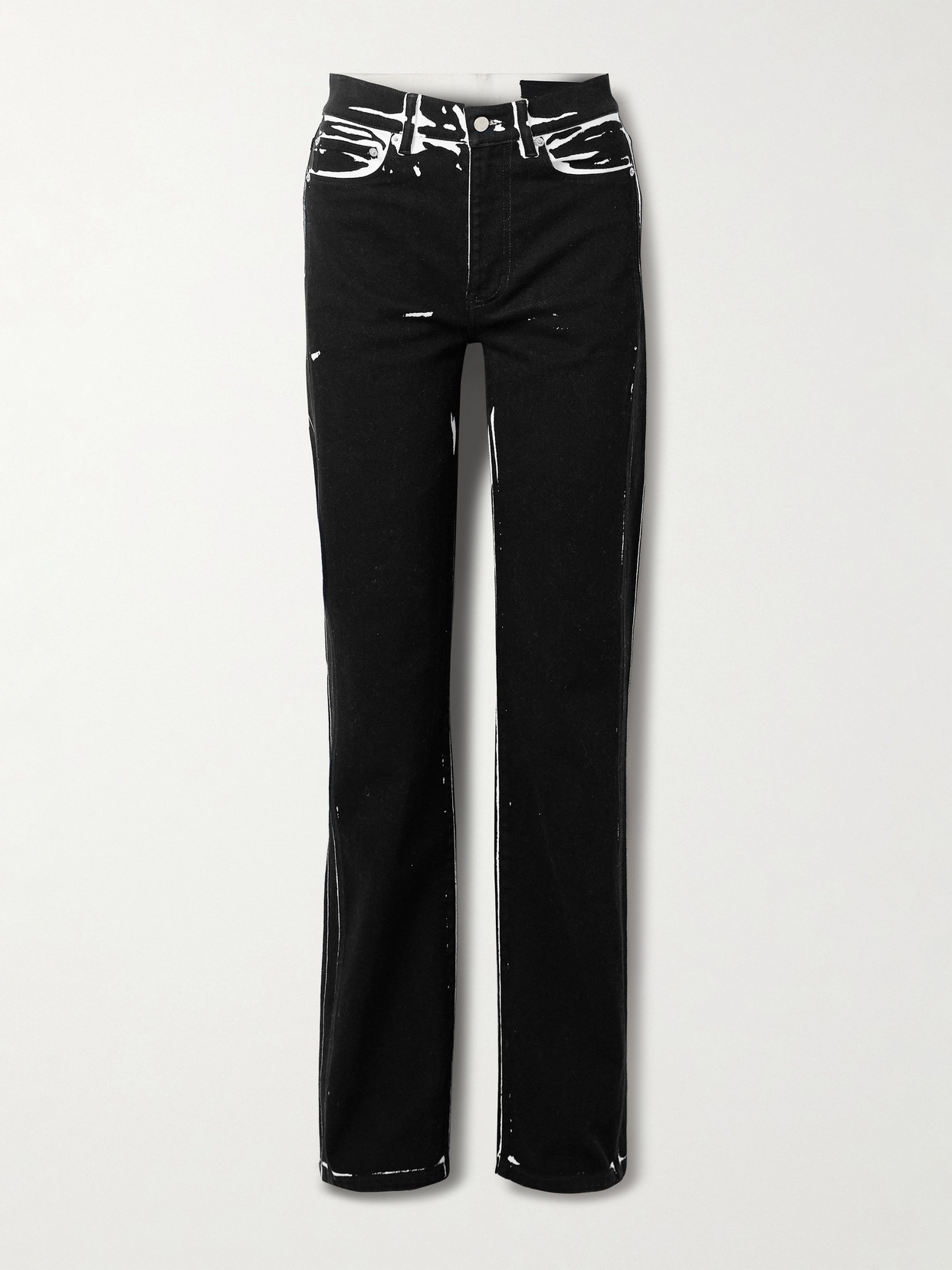 Shop Proenza Schouler Ryman Mid-rise Straight-leg Printed Jeans In Black