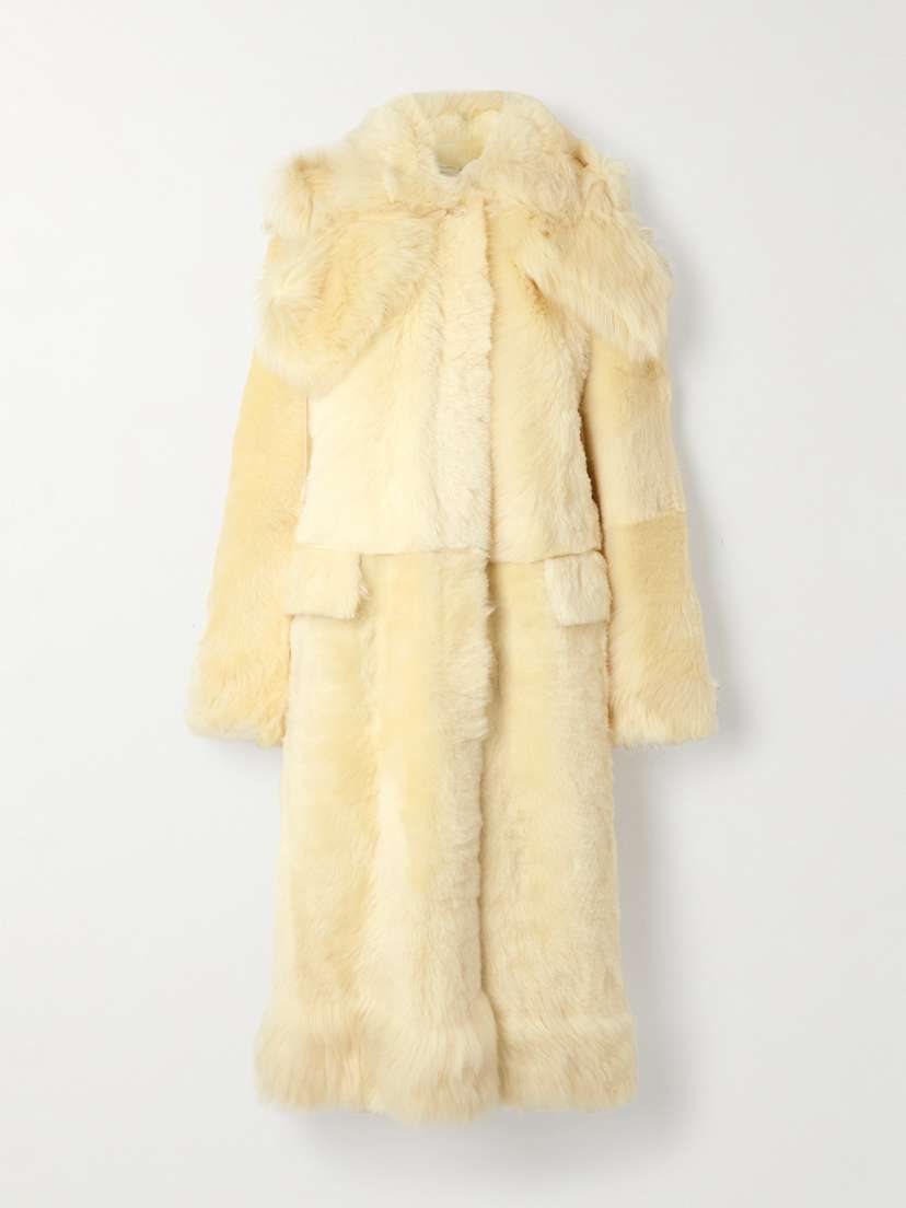 Proenza Schouler Fiona Hooded Paneled Shearling Coat