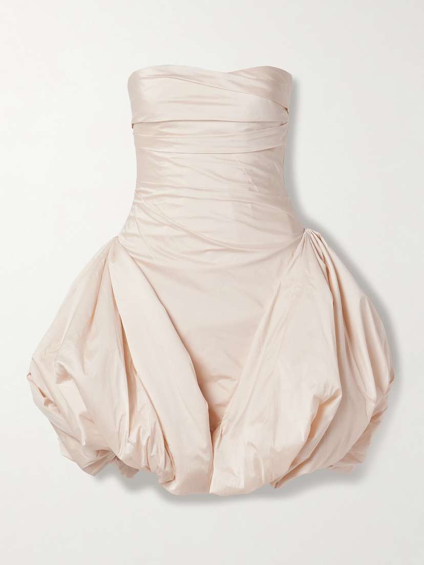 Danielle Frankel Rachel Strapless Gathered Silk-taffeta Mini Dress