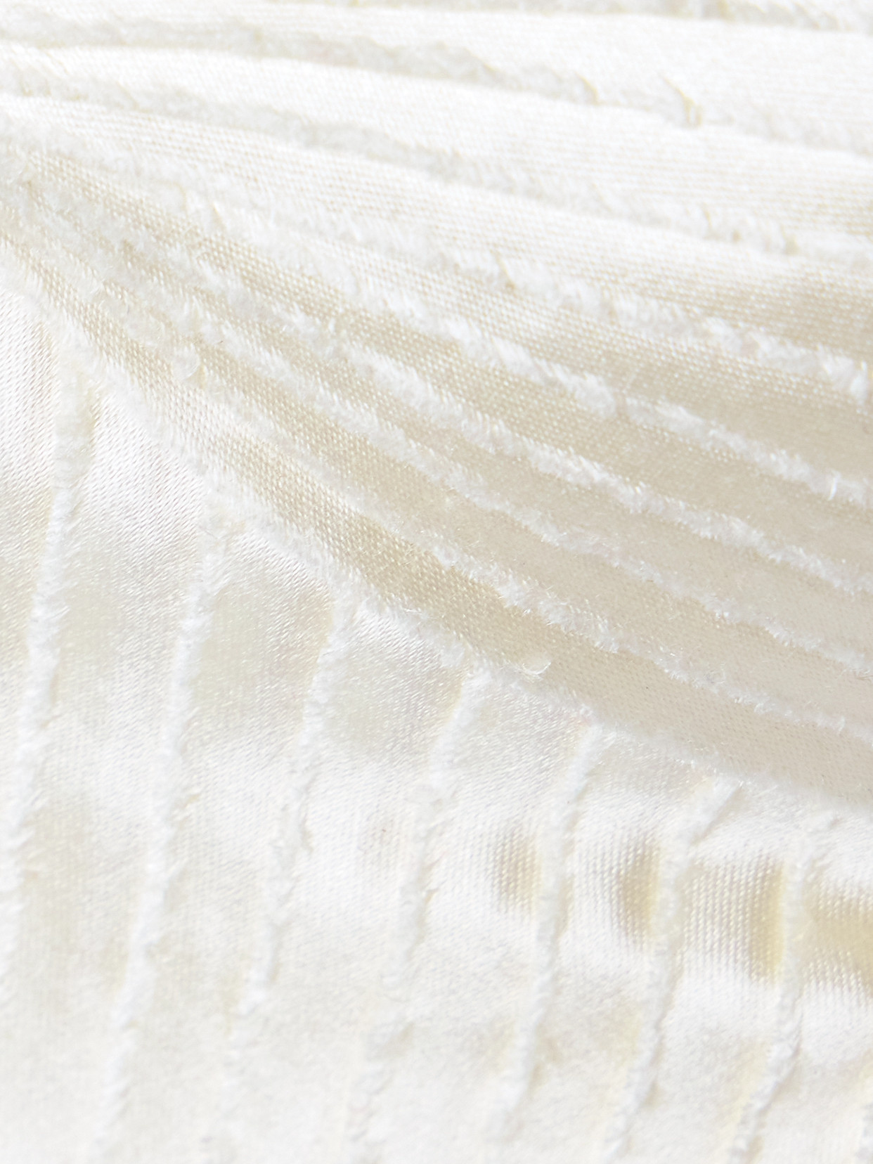 Danielle Frankel Ella Strapless Frayed Pintucked Silk And Wool-blend Satin Bustier Top In Off-white