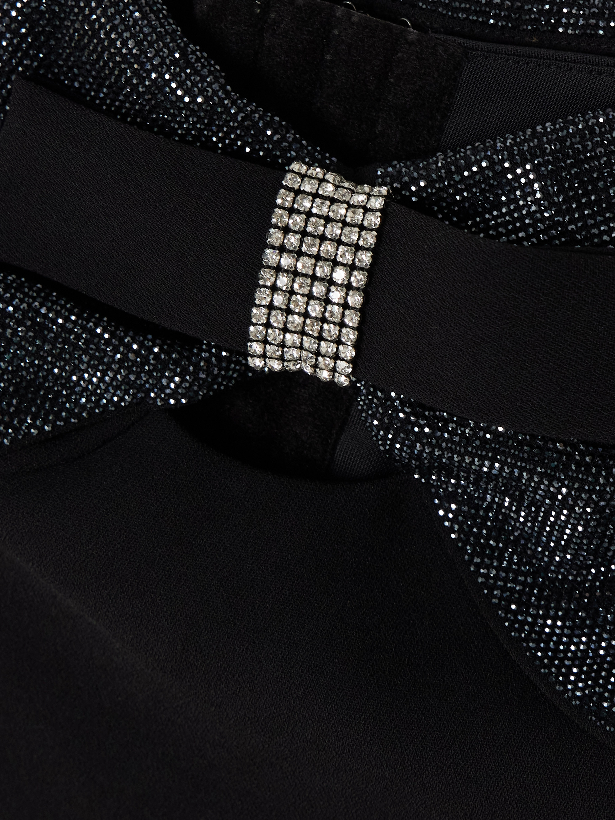 self-portrait Off-the-shoulder bow and crystal-embellished crepe top