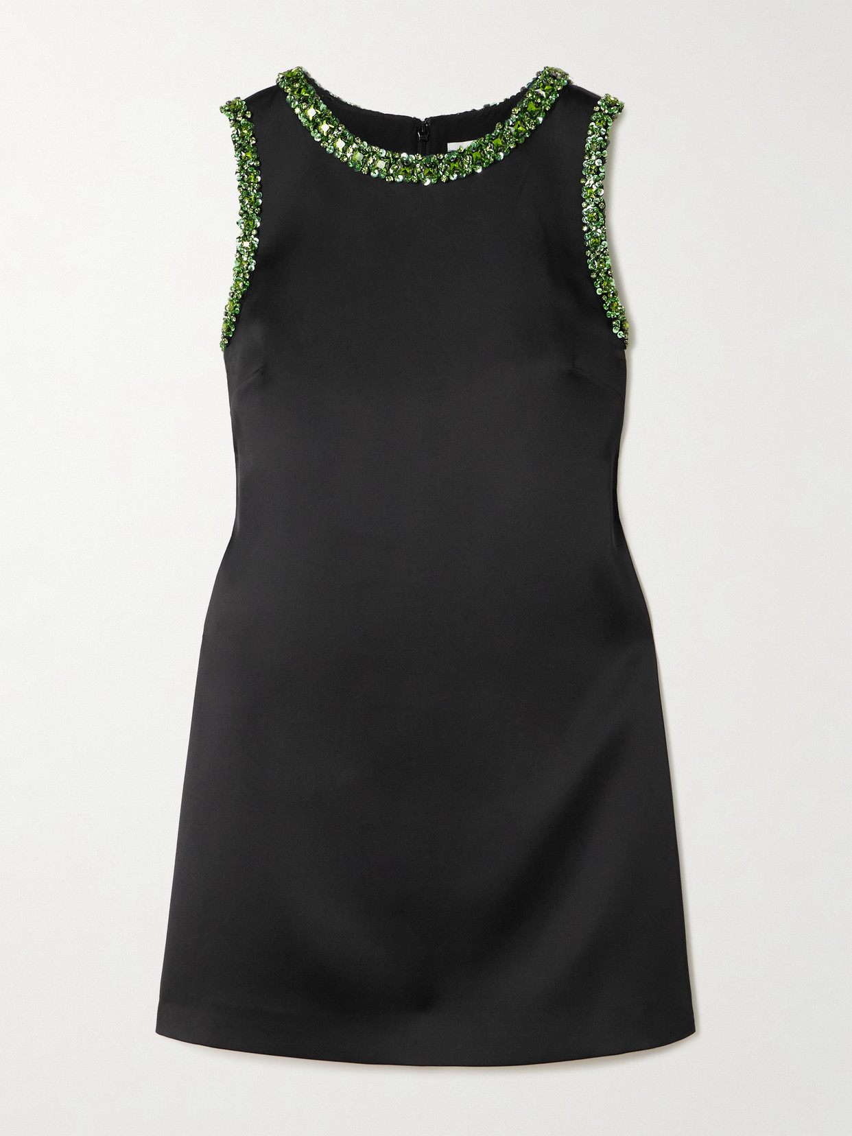 Self-Portrait - Embellished Satin Mini Dress - Black