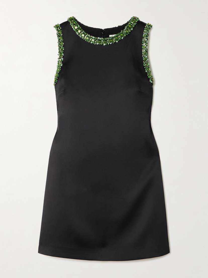 Self-Portrait Embellished Satin Mini Dress