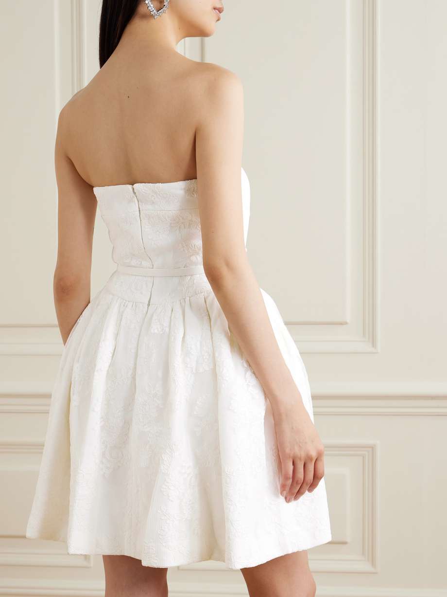 strapless lace mini dress