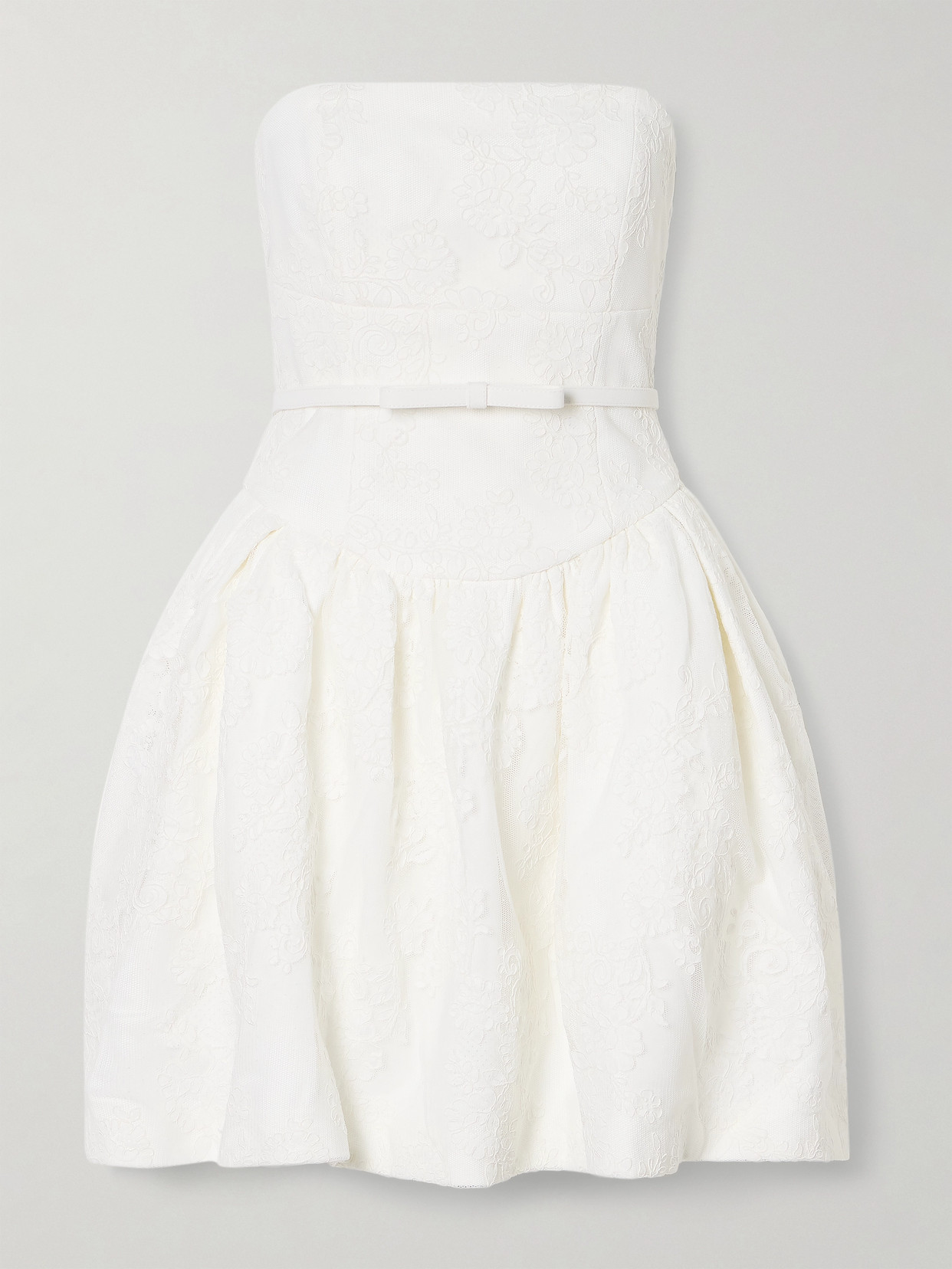 Self-portrait Strapless Lace Mini Dress In Cream