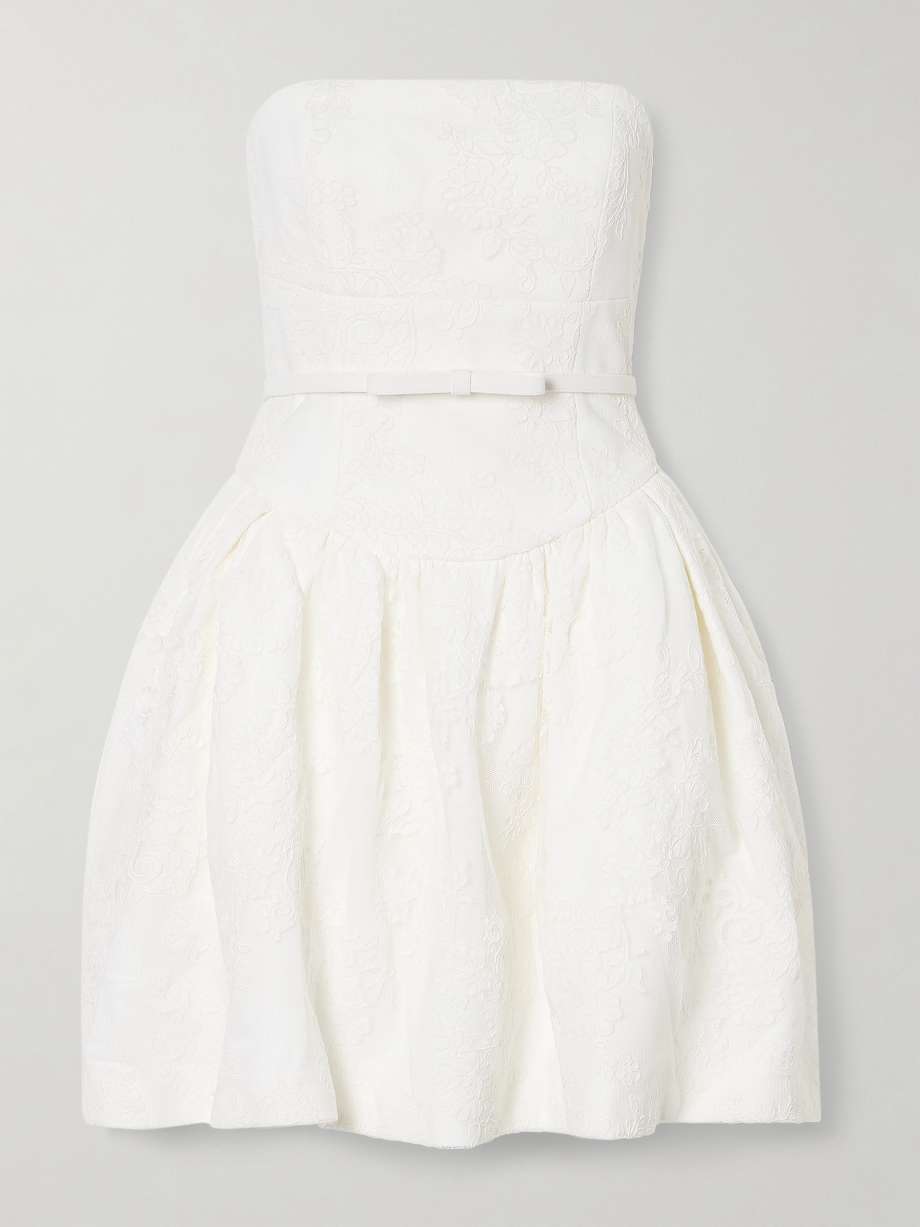 strapless lace mini dress