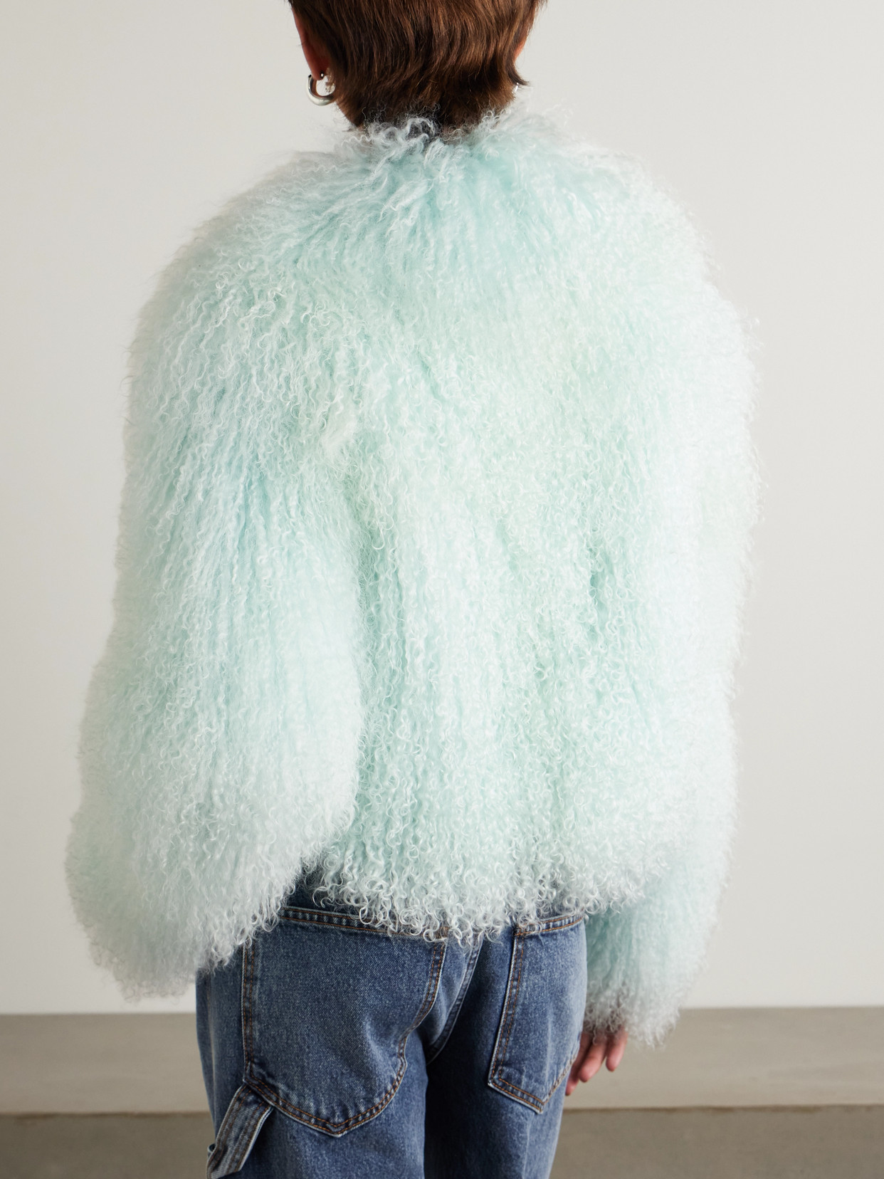 Self-portrait Shearling Jacket In Green