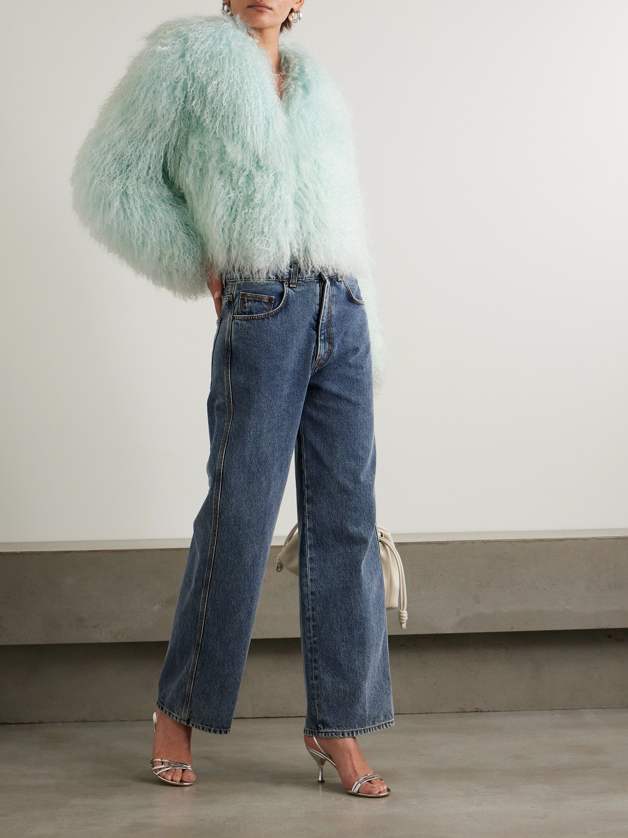 Self-portrait Shearling Jacket In Green