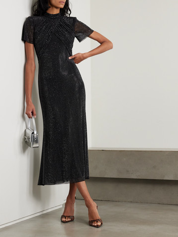 self-portrait Crystal-embellished gathered tulle midi dress