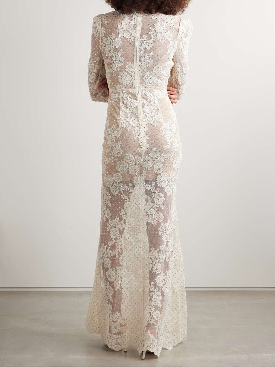 crystal-embellished corded lace maxi dress