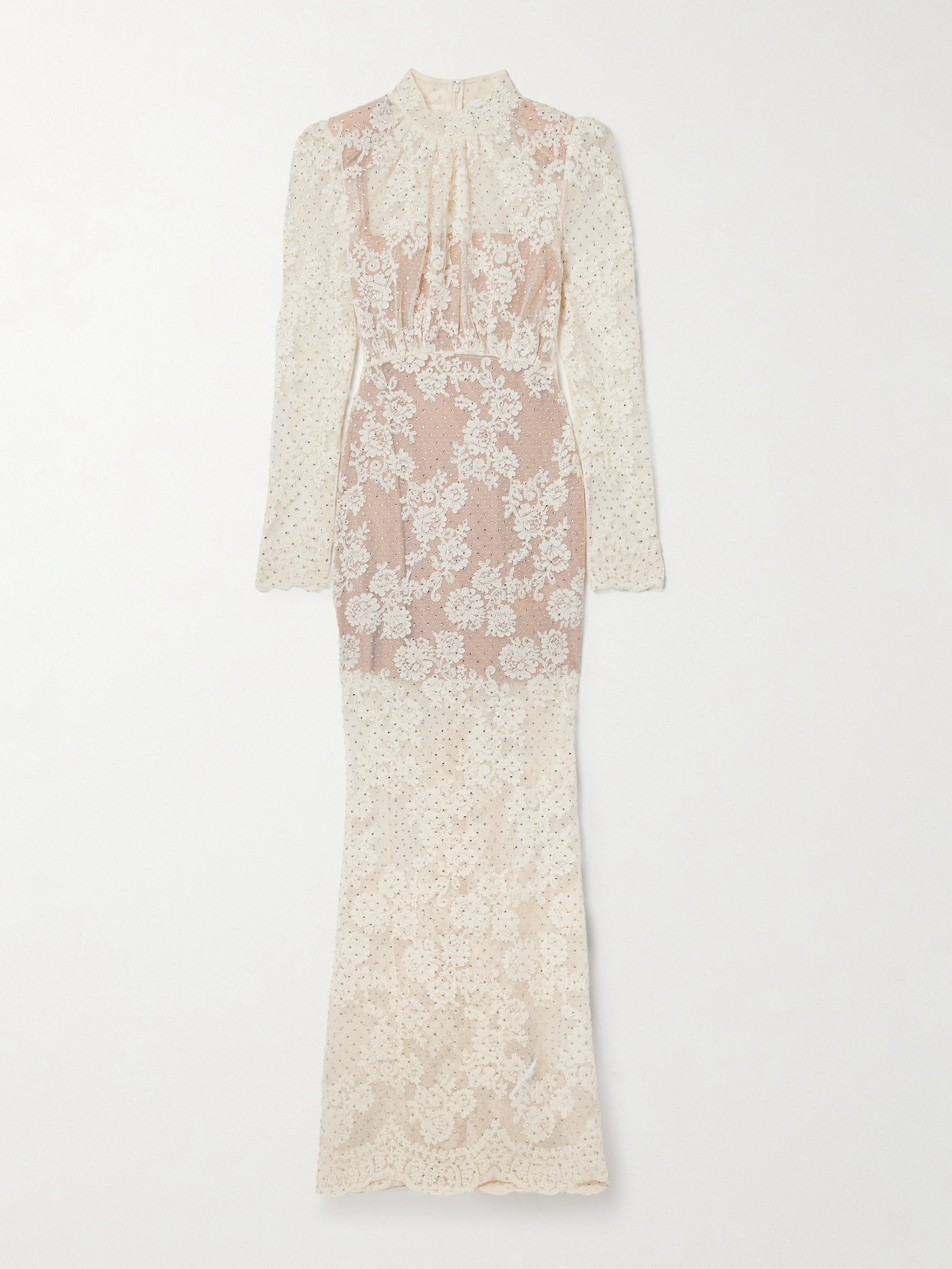 SELF-PORTRAIT CRYSTAL-EMBELLISHED CORDED LACE MAXI DRESS