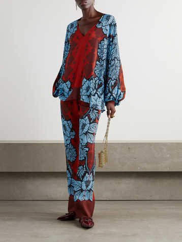 Borgo de Nor Stellan floral-print crepe de chine blouse