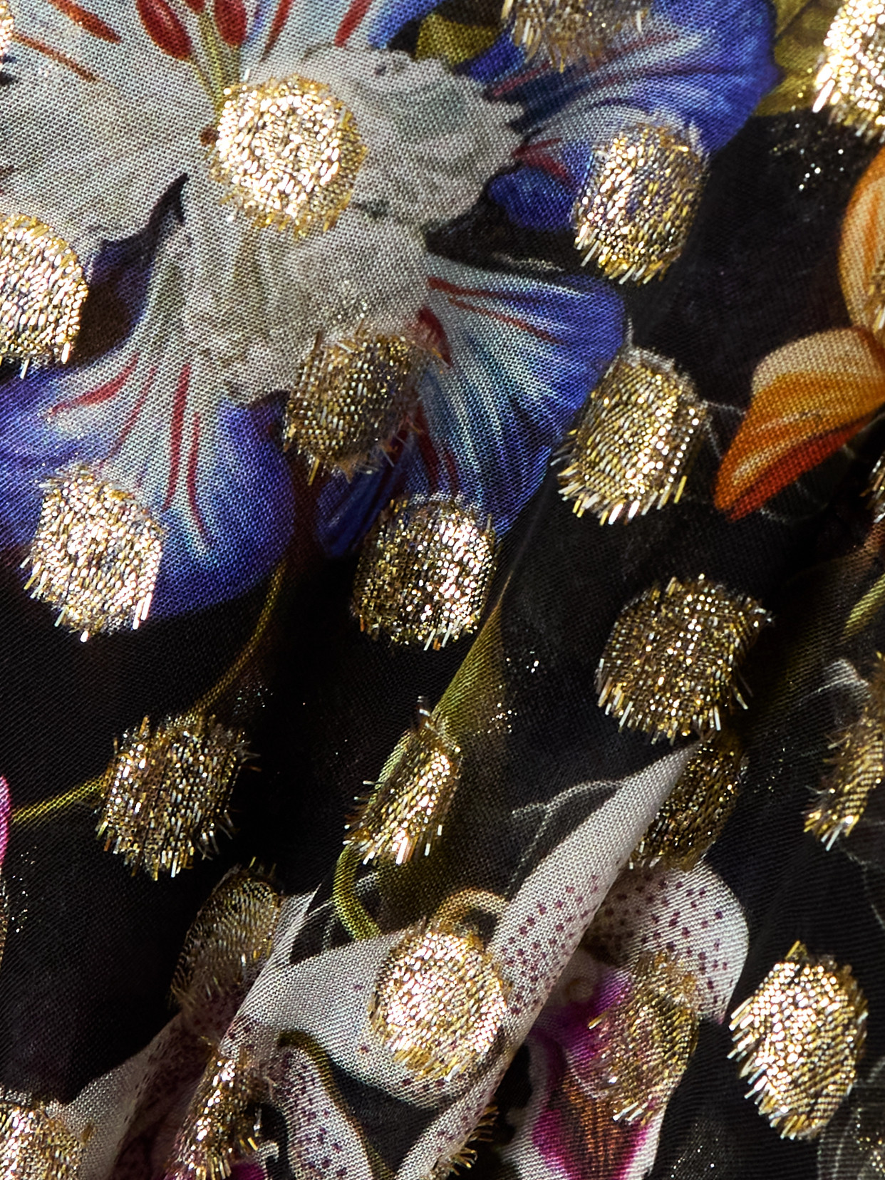 Stellan Floral-Print Metallic Fil Coupé Chiffon Blouse