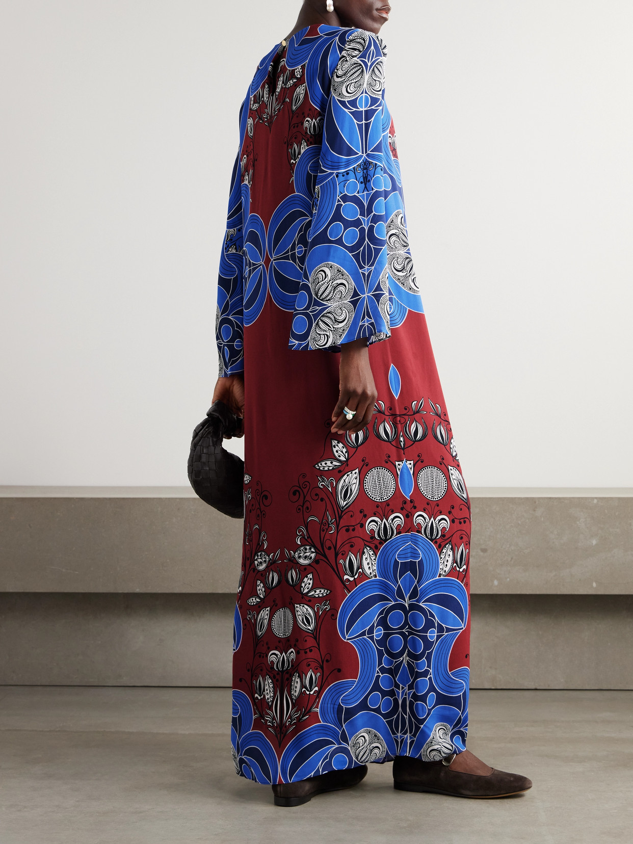 Borgo De Nor Capucine Printed Crepe Maxi Dress In Blue