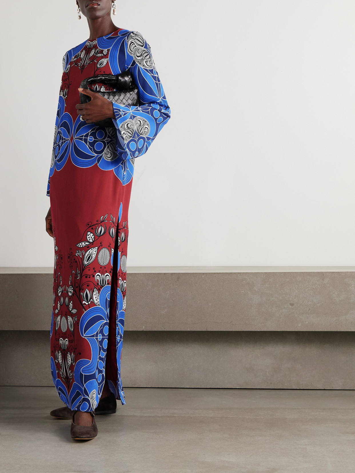 Borgo De Nor Capucine Printed Crepe Maxi Dress In Blue