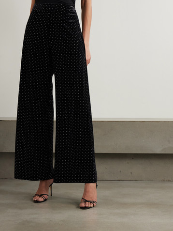 Borgo de Nor Henley crystal-embellished velvet wide-leg pants