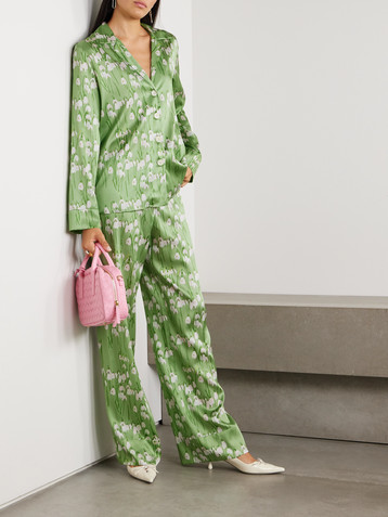 Bernadette Louis floral-print stretch-silk pajama shirt