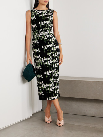 Bernadette Lucille belted floral-print crepe midi dress