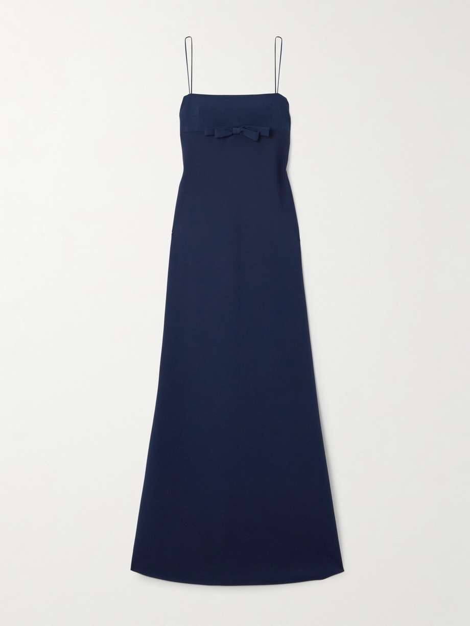 phil bow-embellished crepe gown