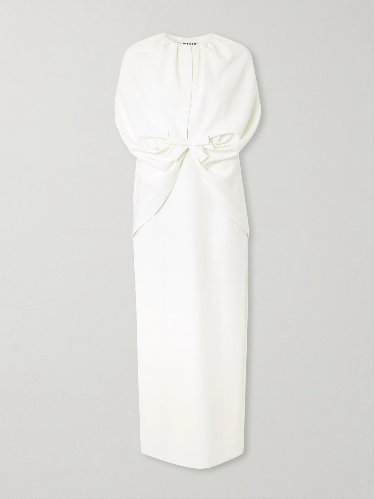 BERNADETTE - Gislene Bow-embellished Cape-effect Crepe Midi Dress - White