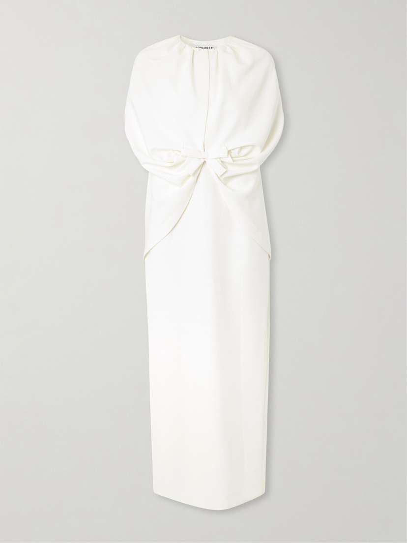 BERNADETTE Gislene Bow-embellished Cape-effect Crepe Midi Dress