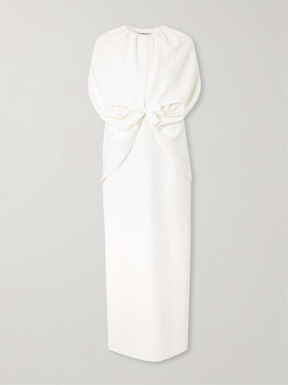 gislene bow-embellished cape-effect crepe midi dress