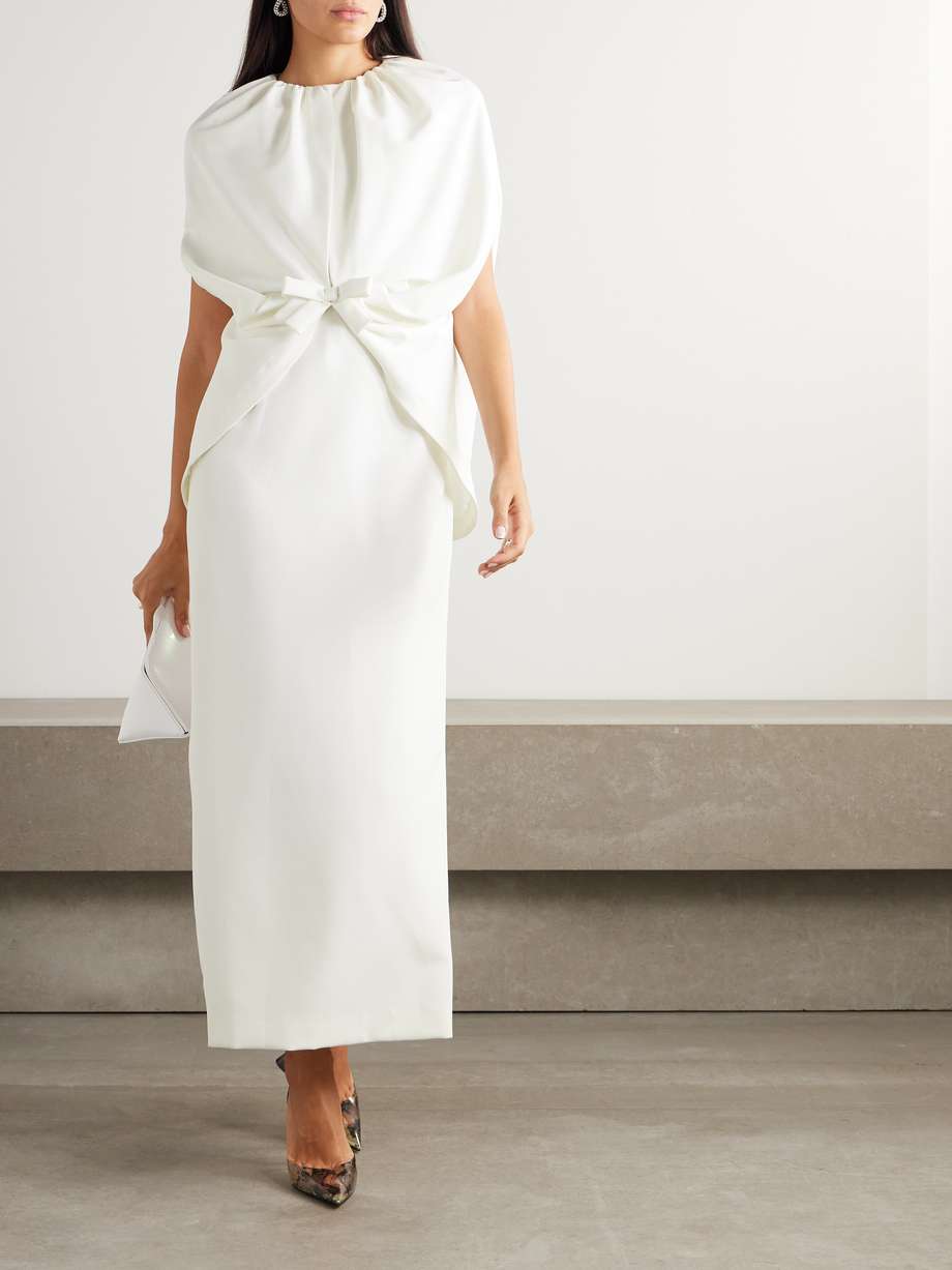 gislene bow-embellished cape-effect crepe midi dress
