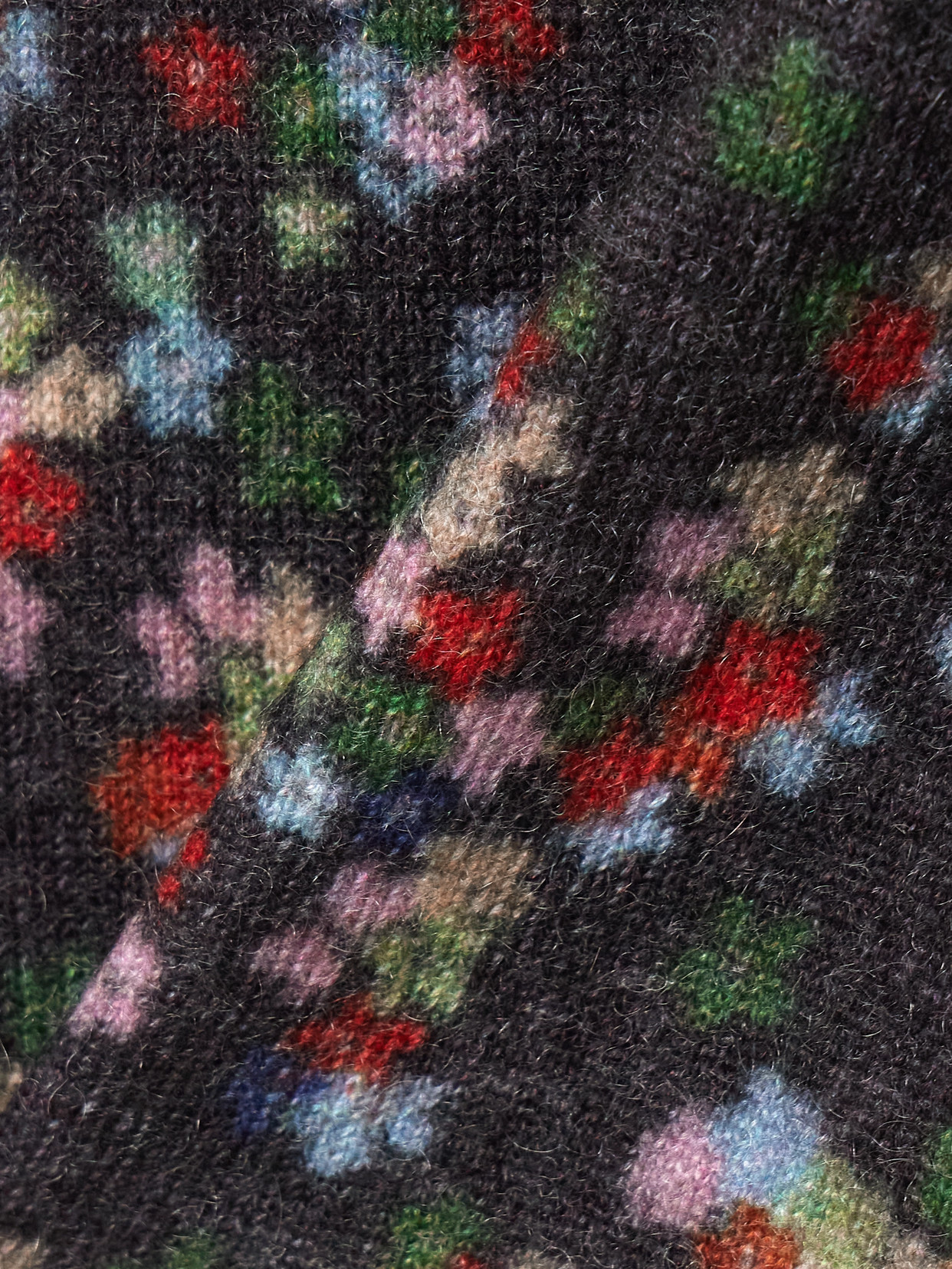Bernadette Edouard Floral-print Mohair-blend Midi Skirt In Black