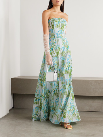 Bernadette Lena cropped strapless floral-print woven top