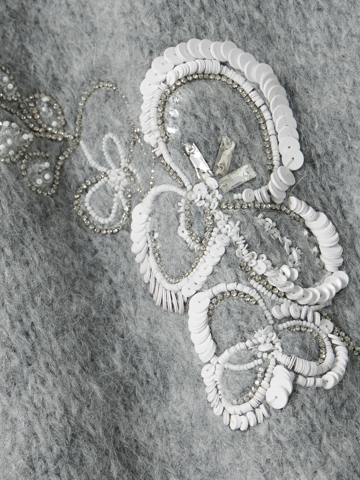 Bernadette Orchidea Crystal And Sequin-embellished Alpaca-blend Sweater In Gray