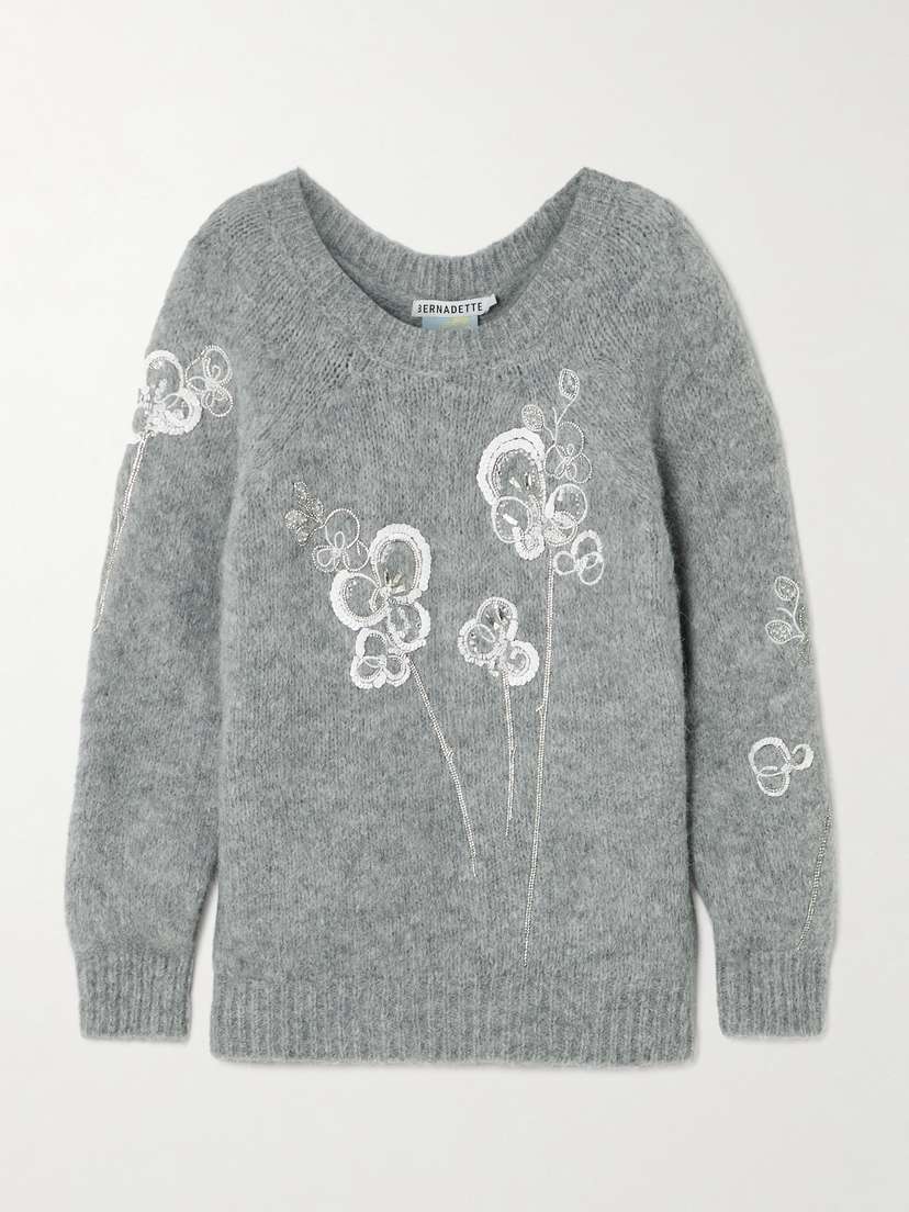 BERNADETTE Orchidea Crystal And Sequin-embellished Alpaca-blend Sweater