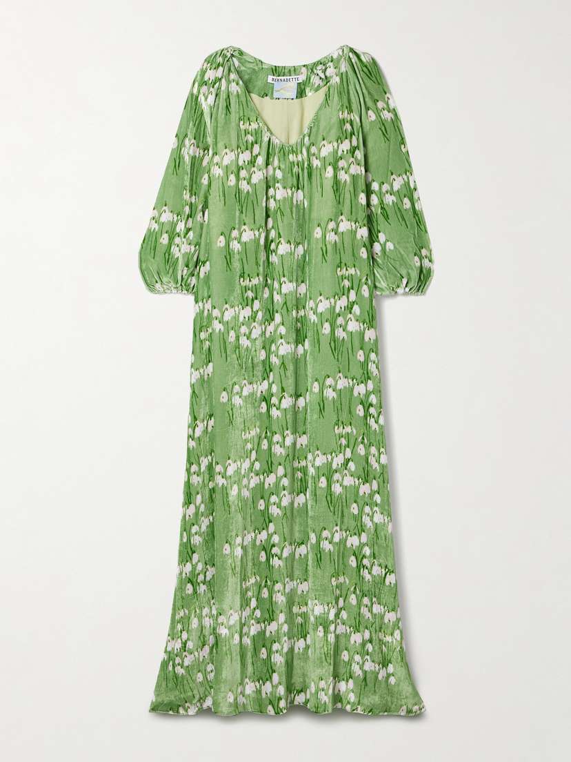 BERNADETTE Georgio Floral-print Velvet Maxi Dress