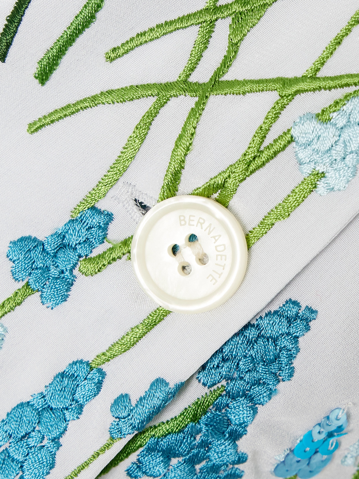 BERNADETTE LOUIS EMBROIDERED EMBELLISHED SILK PAJAMA SHIRT