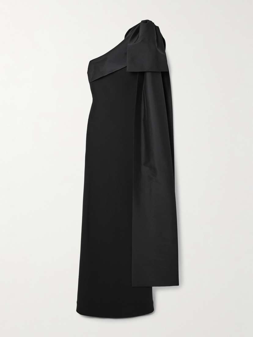 BERNADETTE Adrian One-shoulder Bow-detailed Crepe And Taffeta Gown