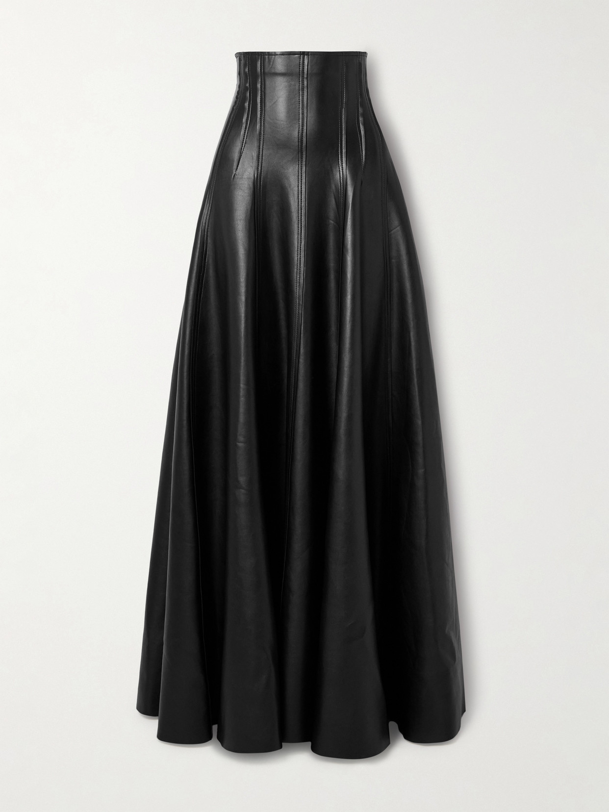 Norma Kamali - Grace Pleated Faux Leather Maxi Skirt - Black