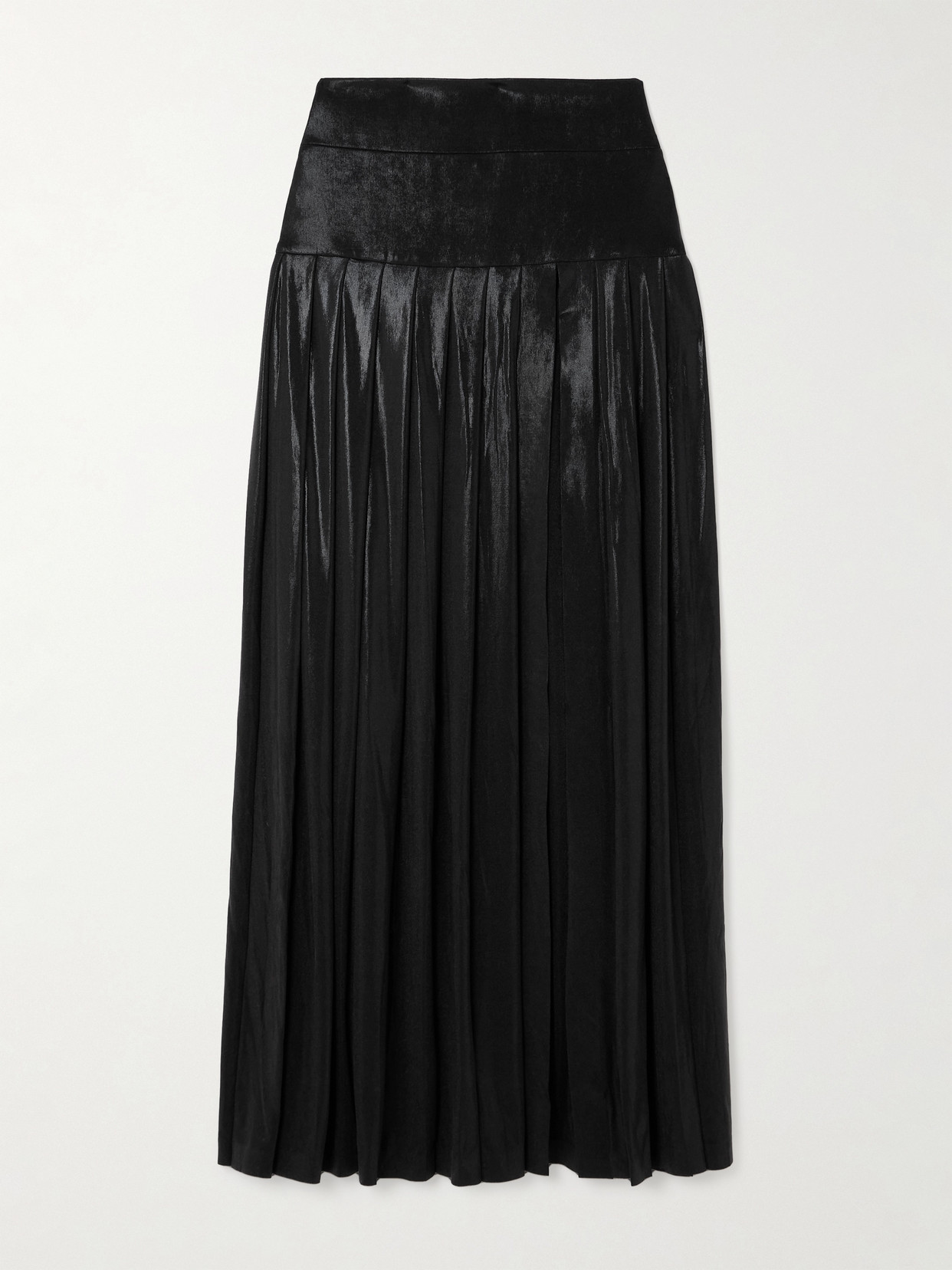Norma Kamali - Pleated Stretch-lamé Maxi Skirt - Black
