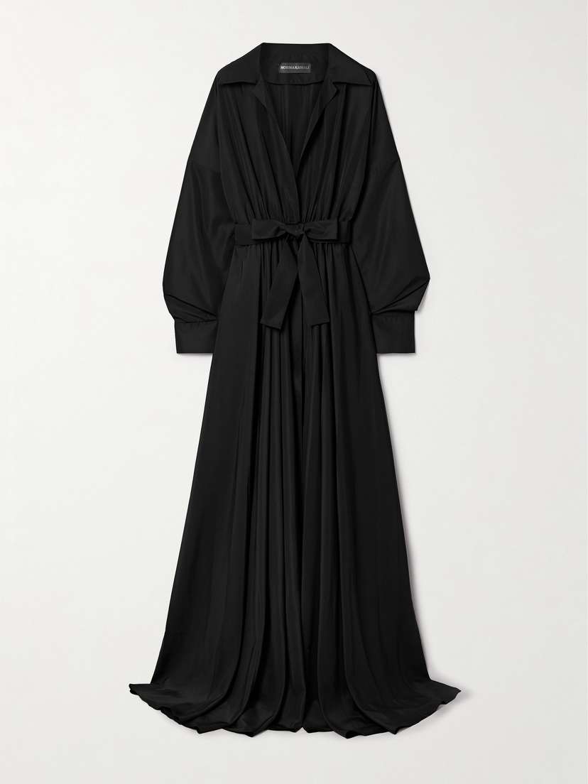 Norma Kamali Oversized Belted Poplin Gown