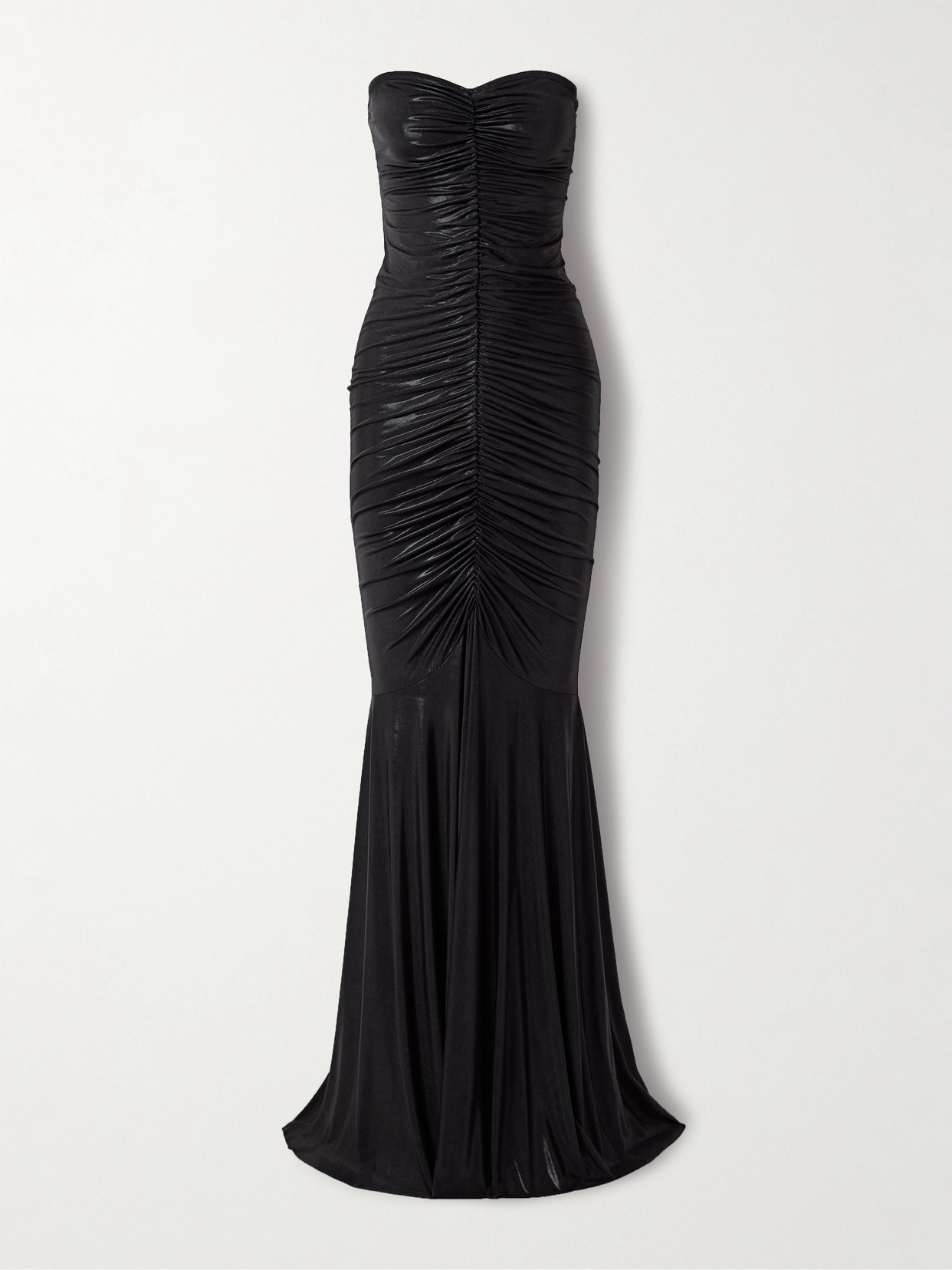 Norma Kamali - Strapless Metallic Ruched Stretch-Jersey Gown - Black
