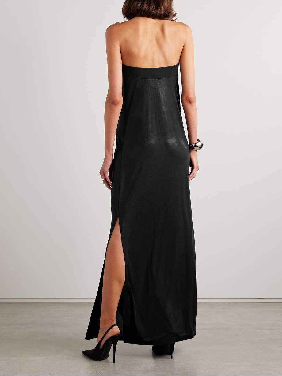 strapless stretch-lamé maxi dress