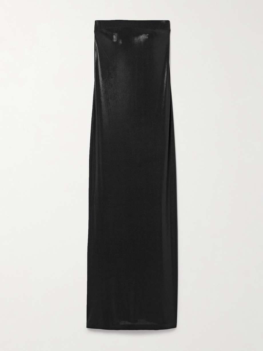 strapless stretch-lamé maxi dress