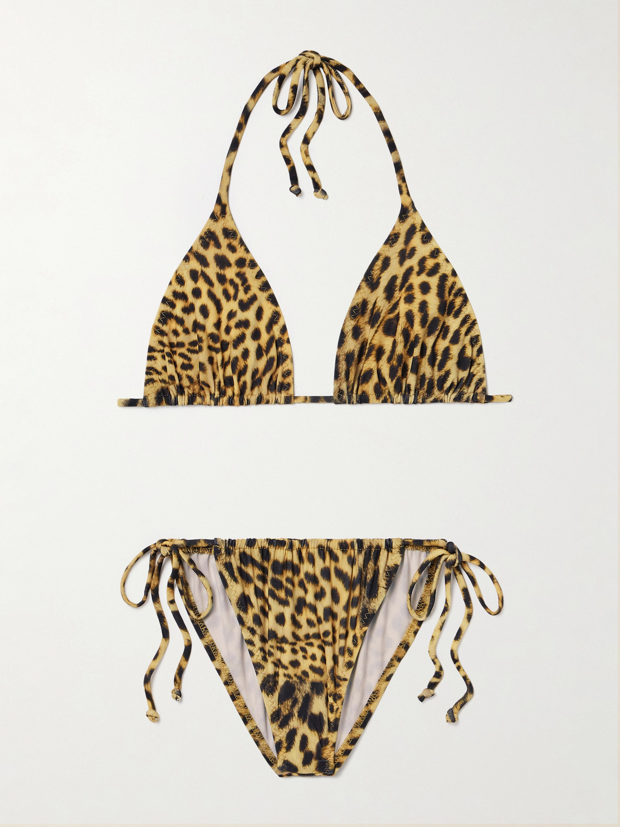 Norma Kamali Leopard-print Halterneck Triangle Bikini In Animal Print