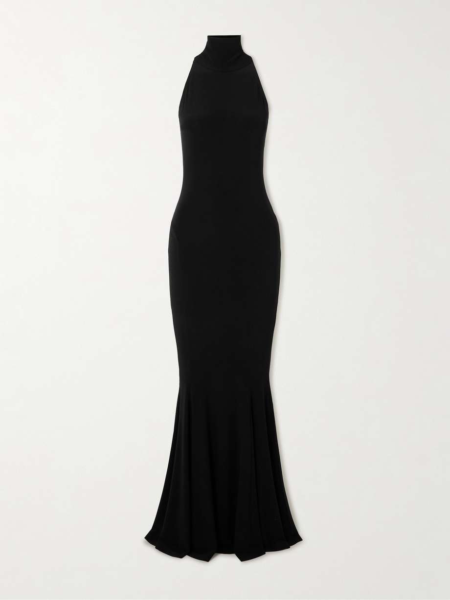 stretch-jersey halterneck gown