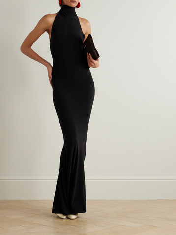 Norma Kamali Stretch-jersey halterneck gown