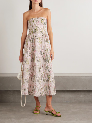Bernadette Dette strapless sequin-embellished embroidered taffeta midi dress