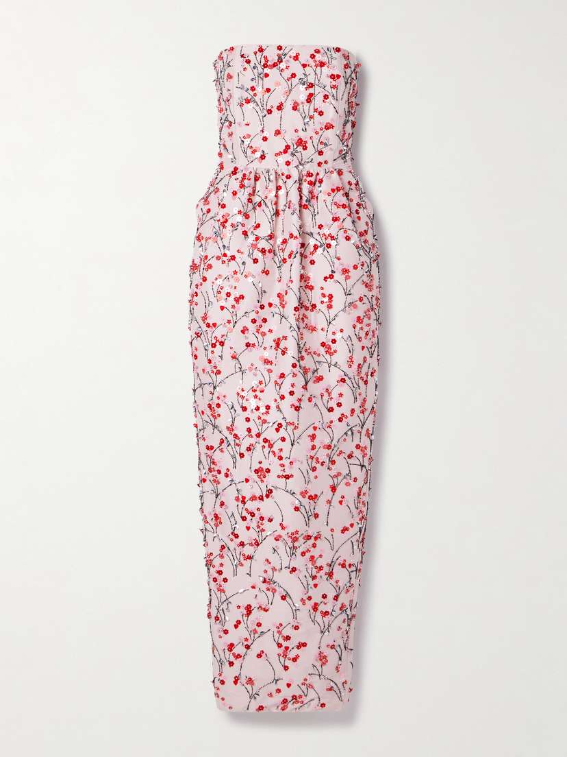 BERNADETTE Lena Strapless Embellished Taffeta Gown